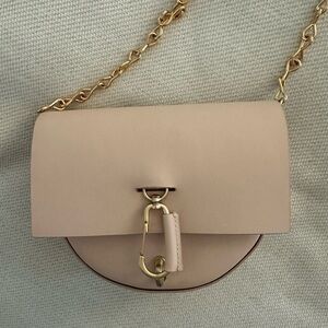 Zac Posen Light Pink and Gold Crossbody Bag with Chain Strap